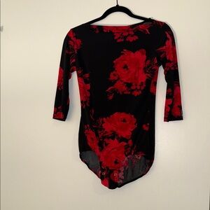 Floral Black and Red Women's Top